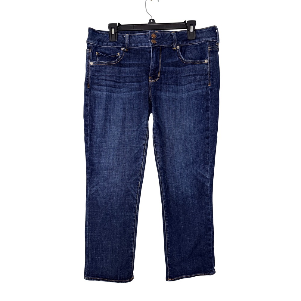 American Eagle Artist Crop Stretch Jeans Dark Wash Denim Size 14 Comfort Denim